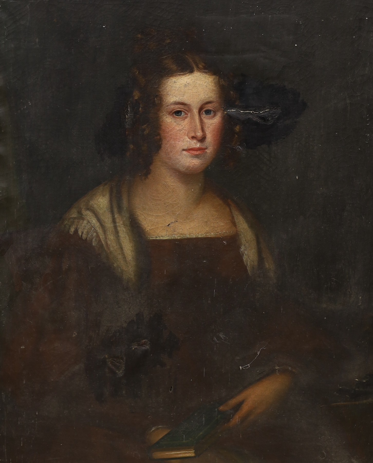 Early 19th century English School, pair of oils on canvas, Portraits of a lady and gentleman of the Leadbeater family, labels verso, 92 x 72cm and a further portrait of Lydia Jane Fisher, née Leadbeater, 76 x 63cm, all u